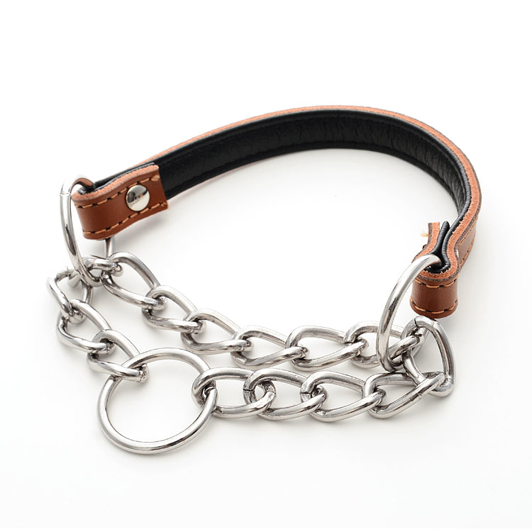 Leather and Chain Martingale Collar