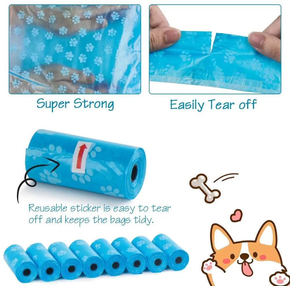 Pet Poop Bags with Bone Bag Dispenser and Leash Clip